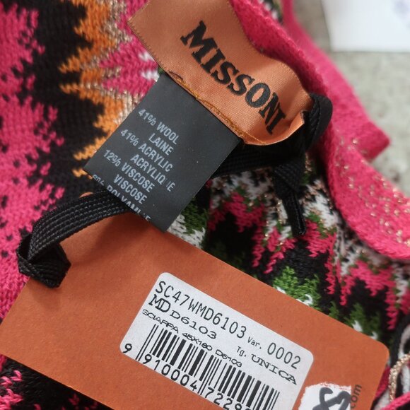 NWT Womens Missoni Multicolor Wool Blend Fringed Wrap Scarf Shawl OS - Picture 10 of 11